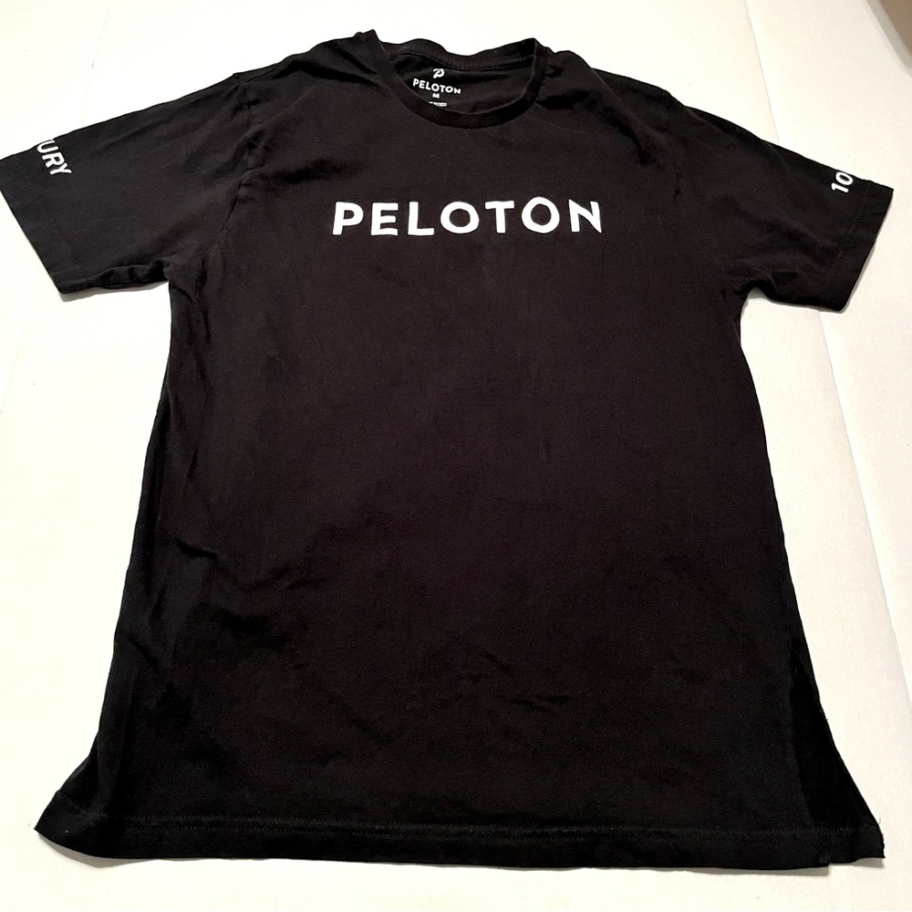 Peloton Womens Size Medium Black Short Sleeve Shirt Century 100 Cycling Athletic